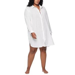 Lauren Ralph Lauren Plus Size Cotton Maxi Beach Shirtdress, White, Size XL 0317
